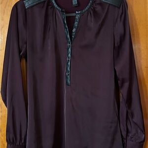 Express Deep Plum Blouse with Faux Leather Details size small